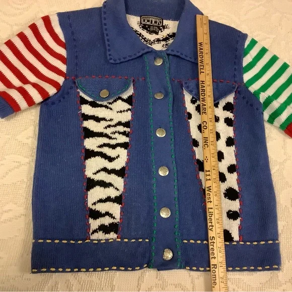 Vintage 90s Berek Colorful Knit cardigan,, jacket,sweater button-down - Picture 6 of 7
